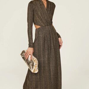 Rachel Rachel Roy Metallic Gold Cutout Maxi Dress M